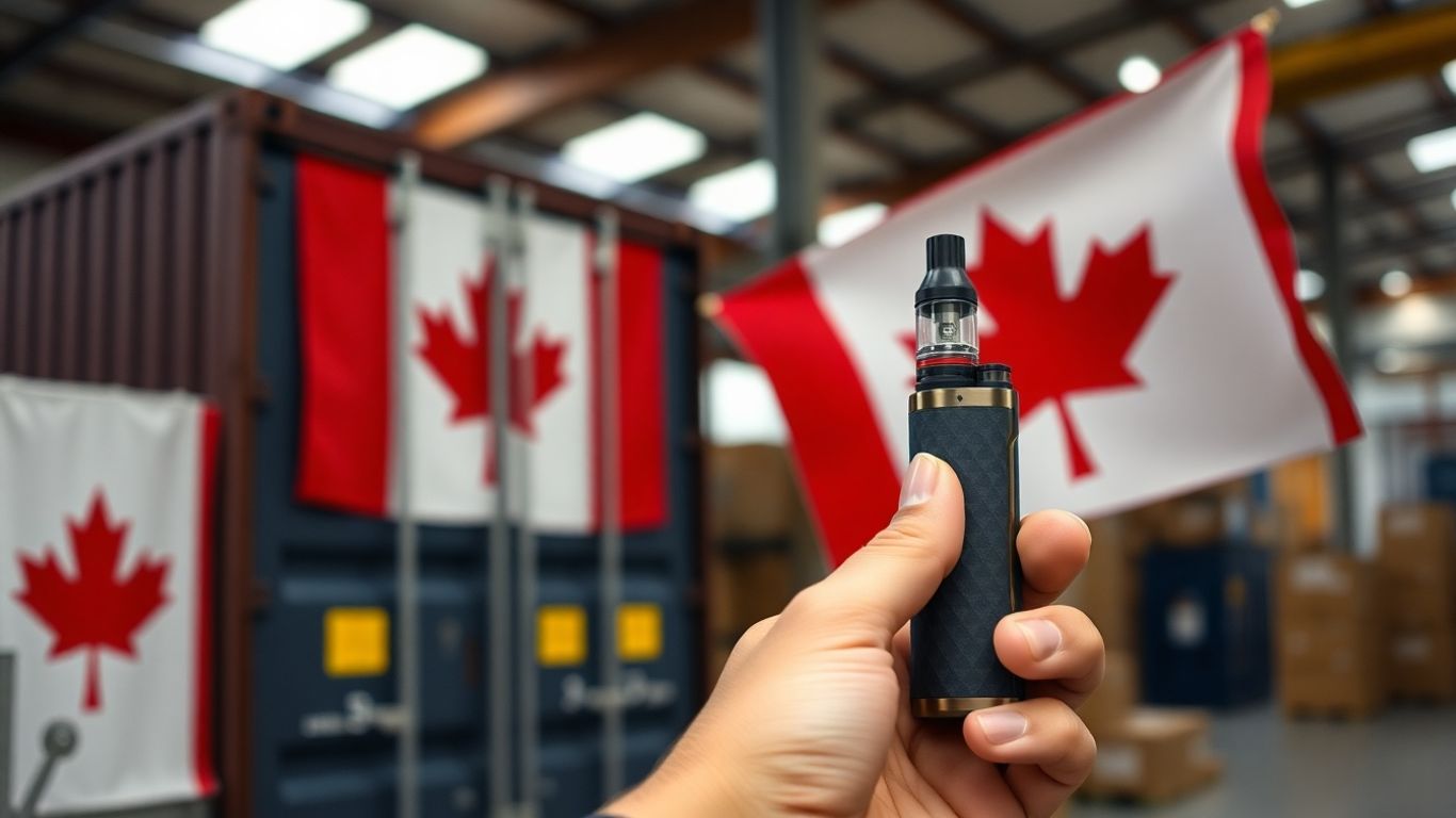 Canadian flag and vape device