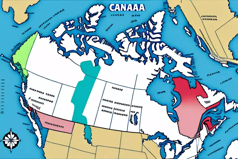 A map of canada with a red line indicating the boundaries of the excise act